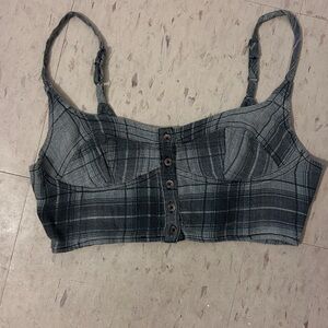 Urban Outfitters Gray Plaid Crop Top